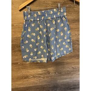 Place Nationale Shorts Blue Floral Smocked Linen Size 1